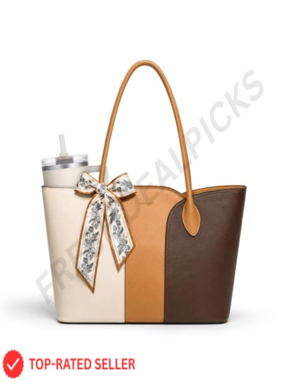 Faux Leather Work Tote Bag for Women, Laptop 15.6 Inch, Office Shoulder Handbag